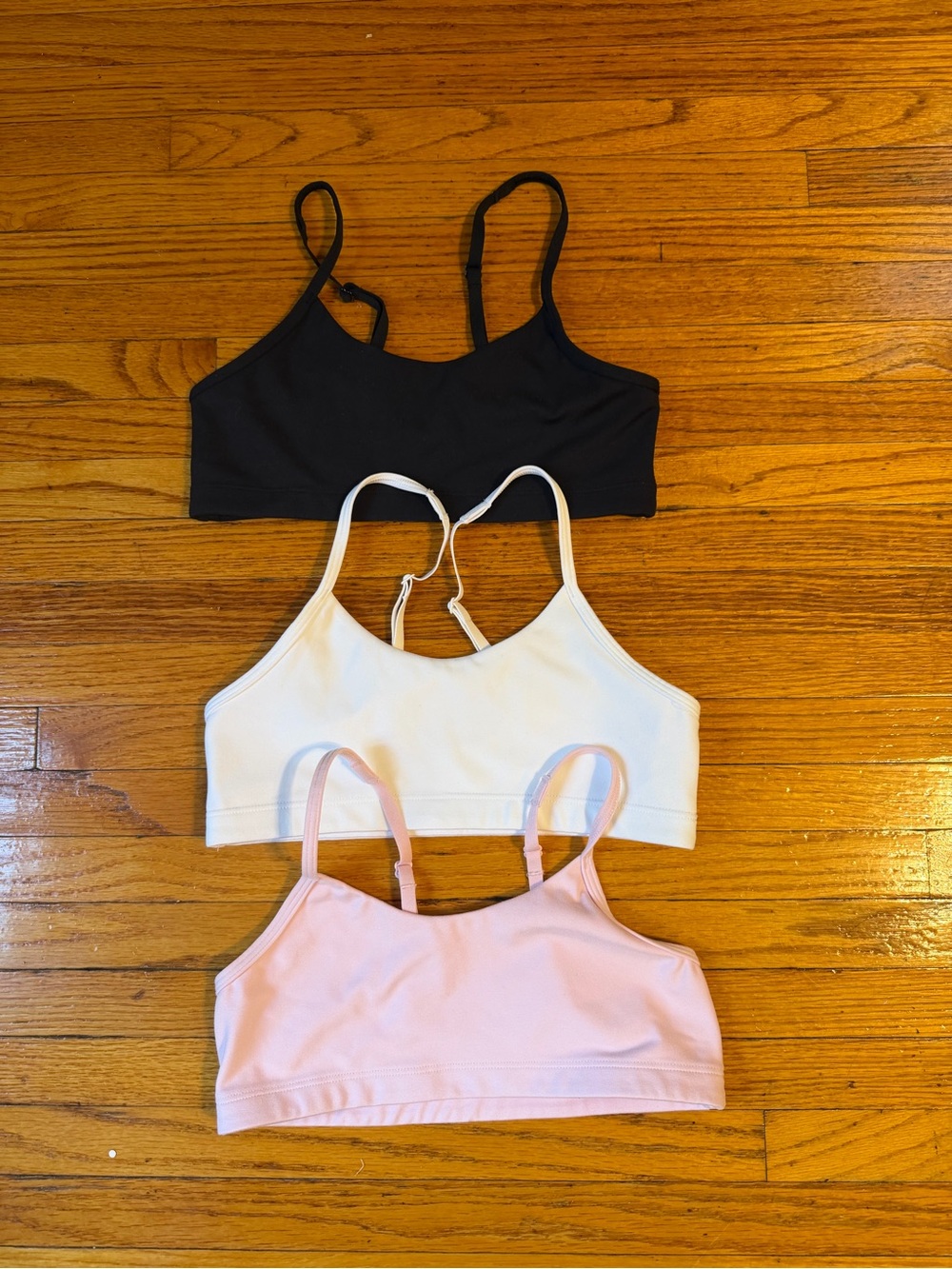 Under Armour Kids 3-Pack Sports Bras - Black, White, Light Pink - All Sz Med